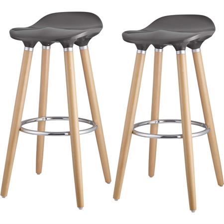 Tabouret de bar assise plastique dur pieds métal - Lot de 2