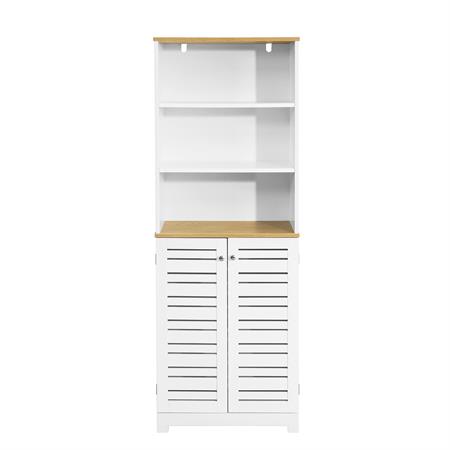 Colonne salle de bain 2 portes effet bois blanc