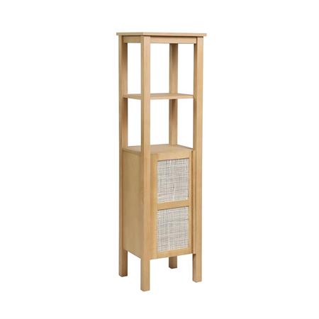 Colonne de salle de bain sur pieds chêne  145cm porte cannage