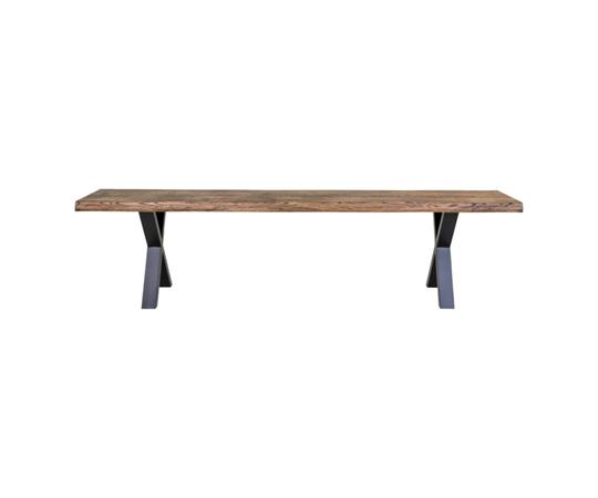 Banc en bois massif et métal noir 180cm marron