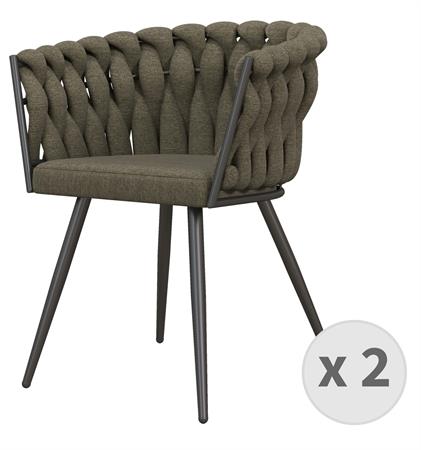Fauteuil de table en tissuTaupe et métal noir mat 