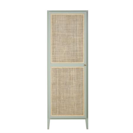 Armoire bonnetière verte et cannage en rotin