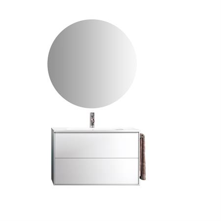 Meuble de salle de bain 4 pièces en mélaminé blanc mat