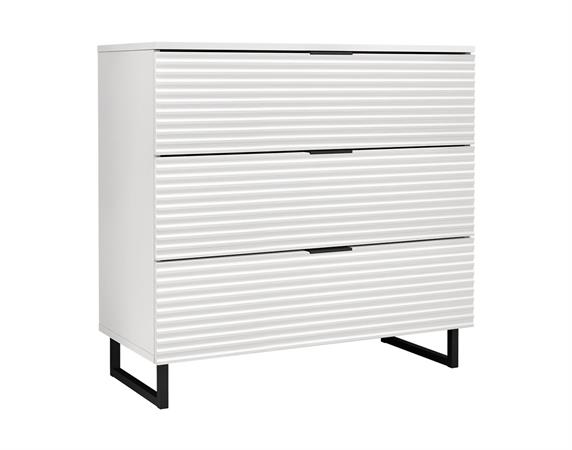 Commode 3 tiroirs 80 cm blanc / noir