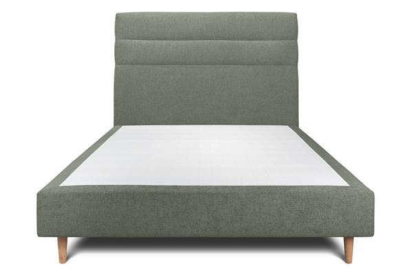 Lit avec tête de lit lignes tissu et sommier tapissier
