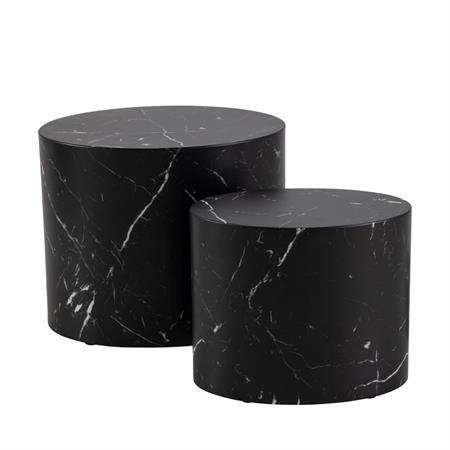 Lot de 2 tables d'appoint ovales en effet marbre - Noir