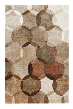 Tapis contemporain motifs cercles bruns 133x200