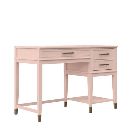 Bureau avec plateau élévateur en mélaminé rose