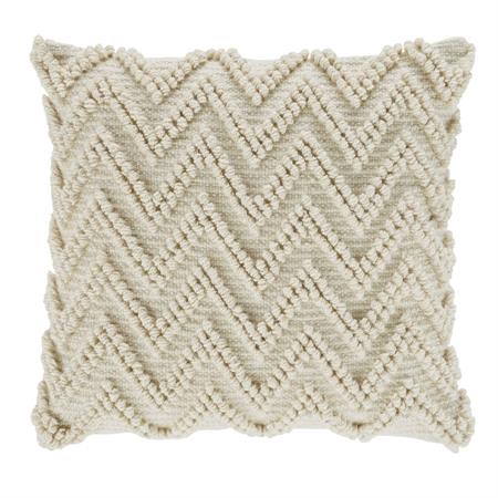 Coussin en polyester recyclé motifs à bouclettes écrues 45x45