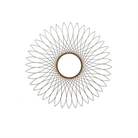 Miroir soleil fleur métal doré 80x80cm