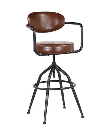 Tabouret de bar aspect cuir marron réglable