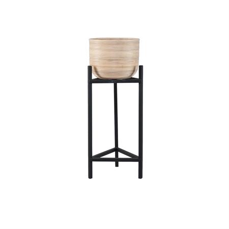 Cache-pot en rotin pieds en métal noir 30cm- h66-78cm