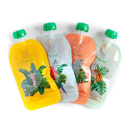 Gourde compote réutilisable - Lot de 4 gourdes pour compotes 150 ml