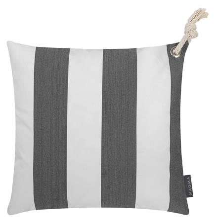 Housses de coussin rayées anthracite/blanc avec corde-Lot de 2-40x40