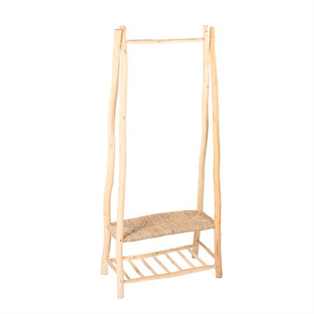 Grand portant en bois d'eucalyptus et corde 180x77x40