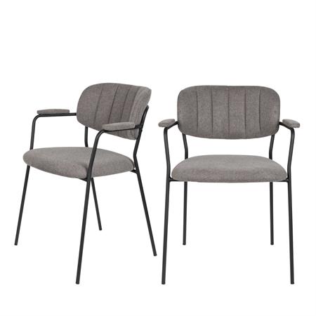 Lot de 2 chaises avec accoudoirs et pieds noirs - Gris