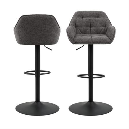 Lot de 2 tabourets de bar réglables en tissu et métal H63-84cm