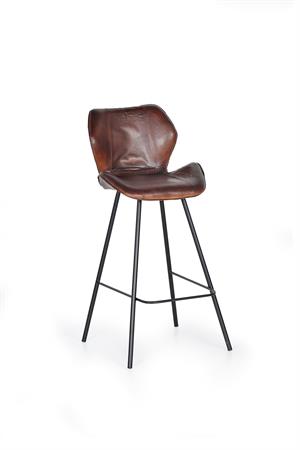 Tabouret en cuir naturel avec pieds en métal