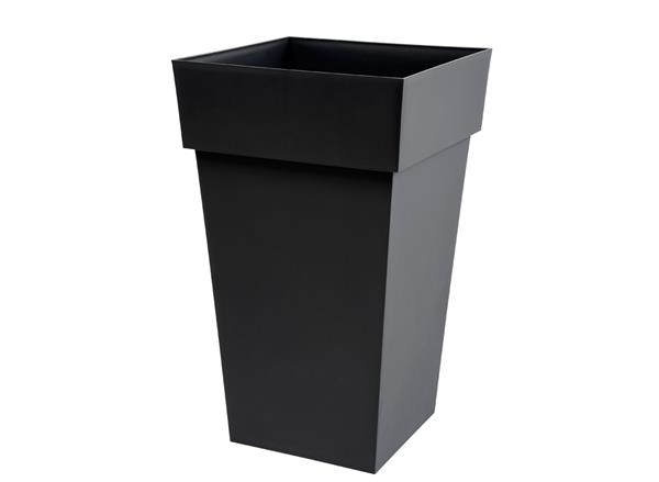 Pot de fleur carré 39x39x65 cm en polypropylène anthracite
