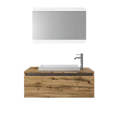 Meuble de salle de bain 3 pièces en mélaminé chêne miel