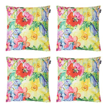 Lot de 4 coussins d'extérieur fleurs vertes 43x43