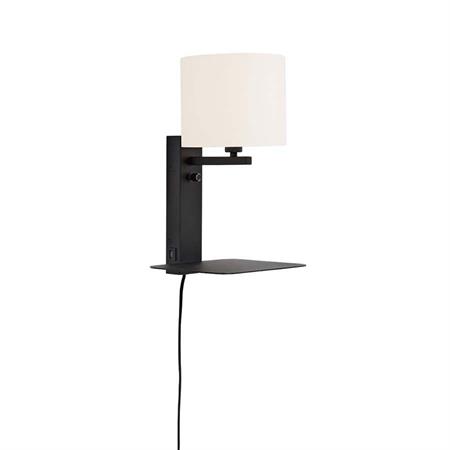 Applique noire avec tablette et abat-jour H42cm