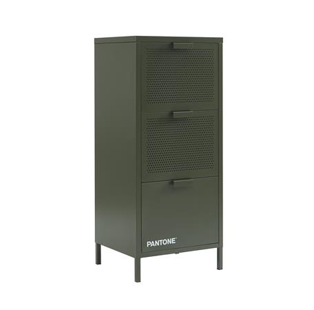 Meuble de rangement métal vert olive 3 tiroirs h105cm