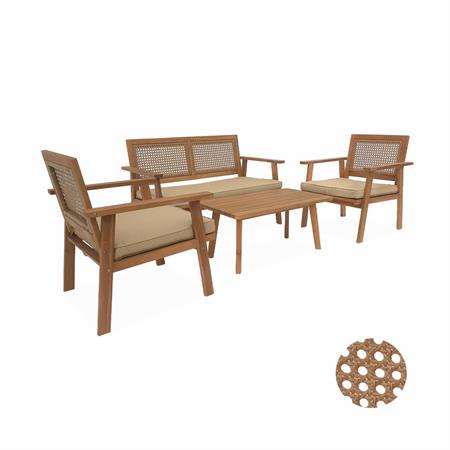 Salon de jardin cannage rond 4 places 
