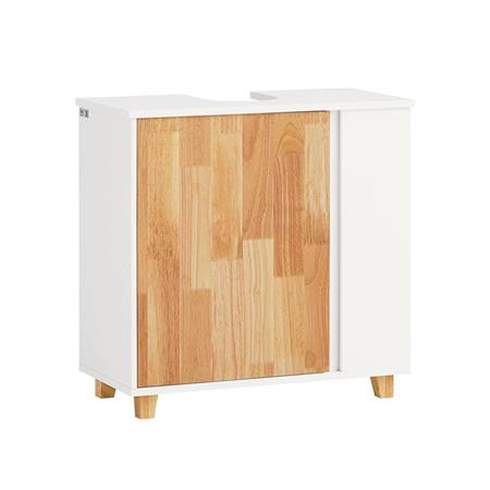 Meuble sous vasque effet bois blanc