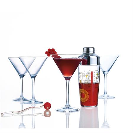 Ensemble de 4 verres à cocktail Martini et son shaker