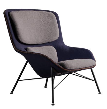 Fauteuil Rockwell design en tissu bicolore