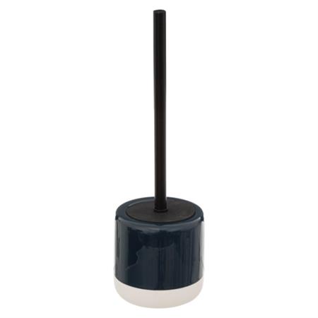 Brosse WC céramique bleu pétrole et blanc