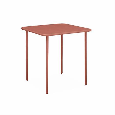 Table de jardin carrée en métal terracotta 2 places