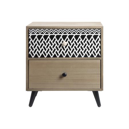 Table de chevet scandinave avec 2 tiroirs en bois marron