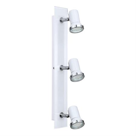 Barre 3 spots orientables de salle de bain acier & verre L46cm