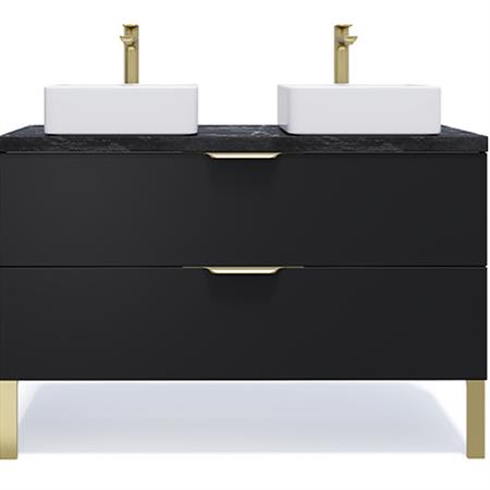 Meuble salle de bain 2 vasques posées 120cm 2 tiroirs Noir