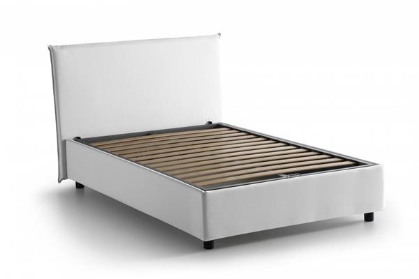 Lit double en tissu blanc 140x190 cm