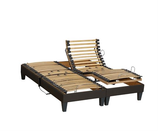 Lot 2 lits electriques anthracite 2x90x200