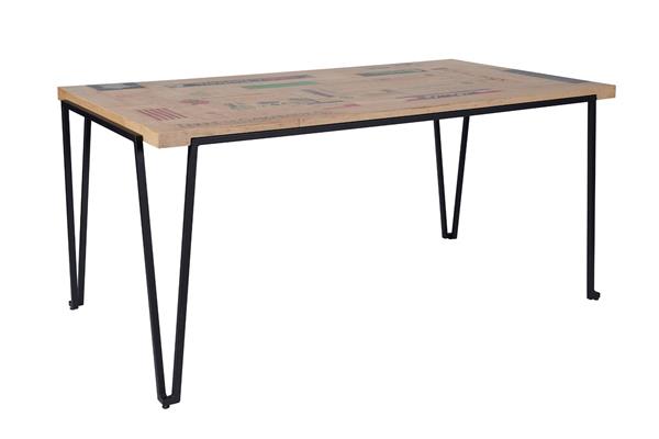 Table indus rectangulaire en bois recyclé et pied métal L160