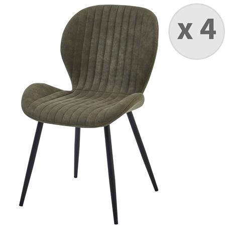 Chaise vintage en microfibre Army et métal noir 