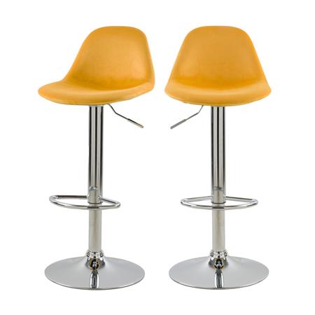 Chaise de bar réglable en velours jaune 60/82 cm 