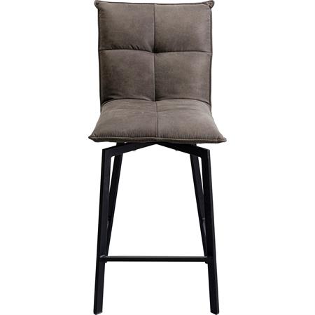 Tabouret de bar pivotant en polyester gris foncé et acier noir
