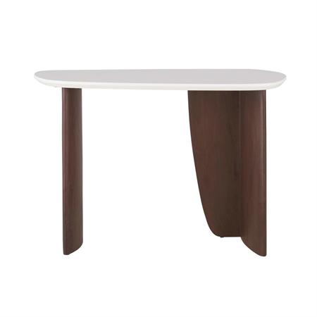 Console style vintage blanche pieds en bois d'acacia