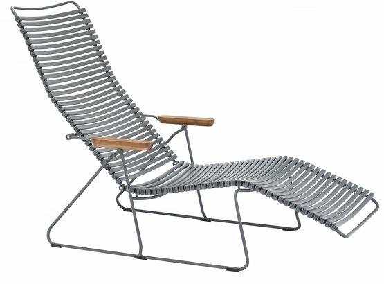 Chaise longue en métal et plastique et plastique gris foncé CLICK - Houe