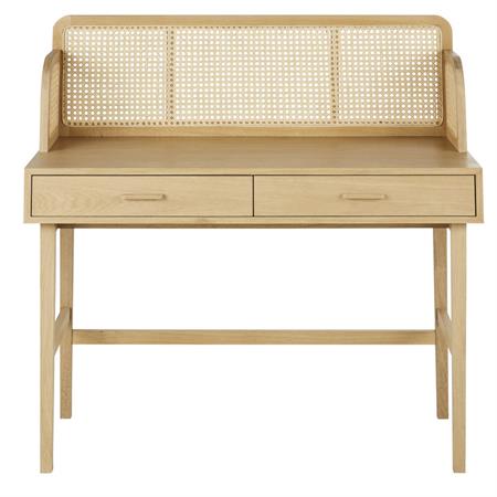 Bureau 2 tiroirs cannage en rotin