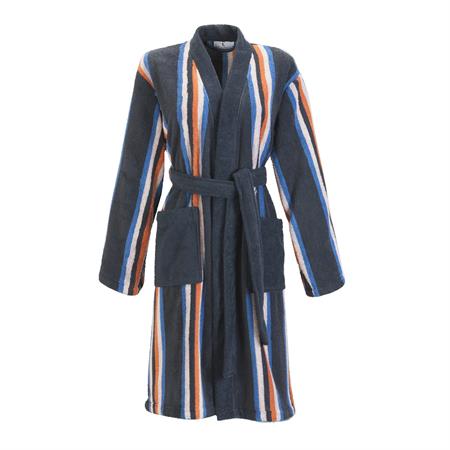 Peignoir coton bleu foncé rayé s