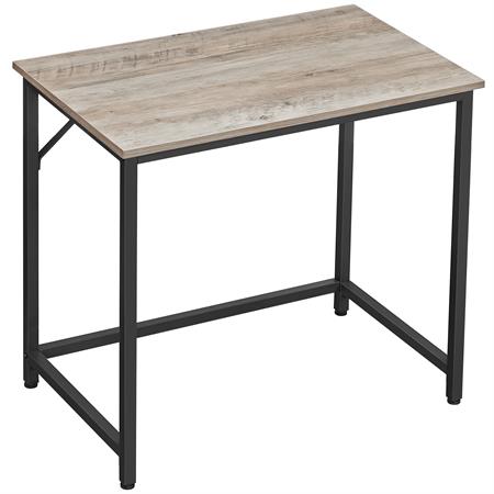 Bureau 80 cm style industriel effet bois grège et noir