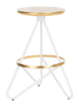 Tabouret de comptoir en metal blanc/or