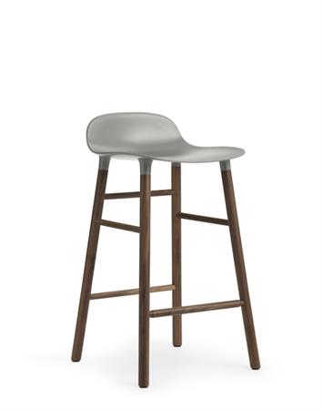Tabouret de bar en noyer naturel et pp gris 65 cm