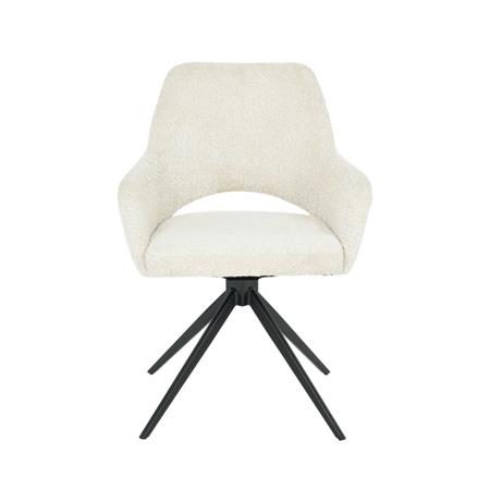 Chaise de bureau en tissu bouclette et métal - Écru chiné